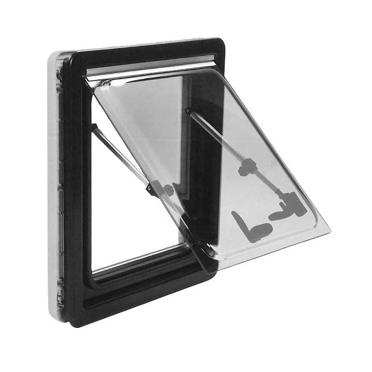 1 - Janela dupla de vidro acrílico CarBest Camper 500 x 350 com rede mosquiteira e blackout